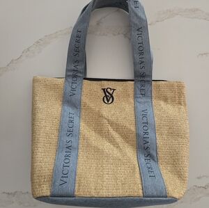 NWT VS Straw / Denim Tote Bag